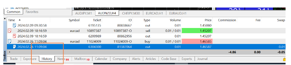 Trade History in MT5-1