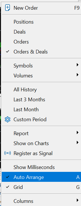 auto arrange in mt5